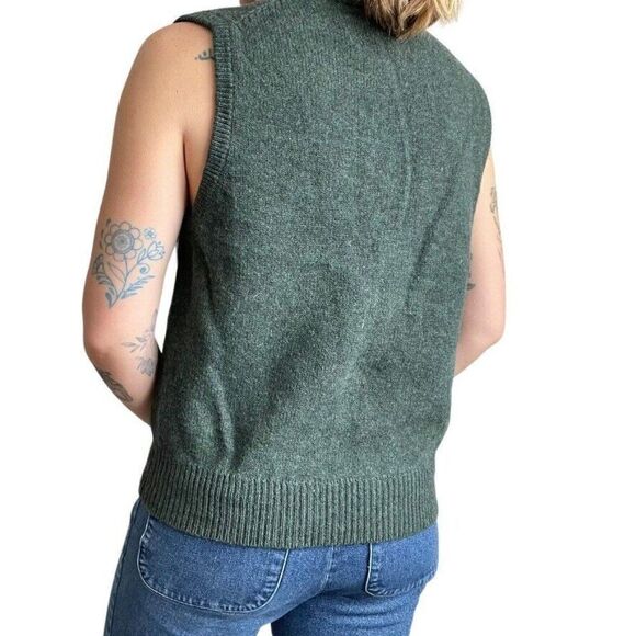 Vintage Abercrombie And Fitch Forest Green 100% Wool V Neck Sweater Vest Sz L - Picture 7 of 7